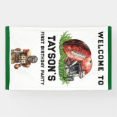 Football eerste jaar Down 1st Birthday Spandoek (Horizontaal)