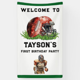 Football eerste jaar Down 1st Birthday Spandoek