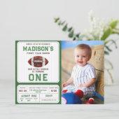 Football eerste jaar down 1st verjaardagsfeestfoto kaart (Staand voorkant)