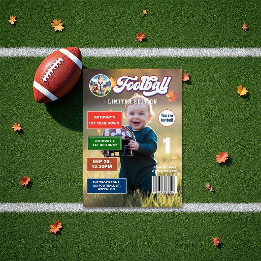 Football eerste jaar Down Magazine Hoesje Verjaard Kaart