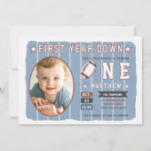 Football eerste jaar Down Stripes Boy 1e verjaarda Kaart (Voorkant)