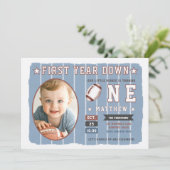 Football eerste jaar Down Stripes Boy 1e verjaarda Kaart (Staand voorkant)
