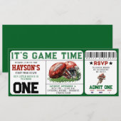 football eerste jaar down ticket 1e verjaardag kaart (Voorkant / Achterkant)