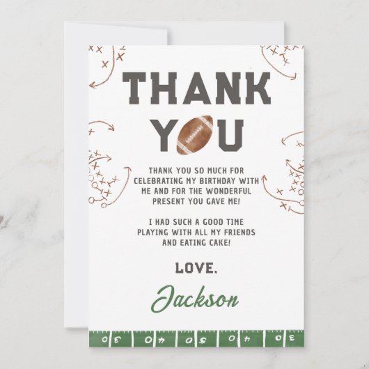 Football Eerste Jaar Down Verjaardag Bedankkaart (Voorkant)