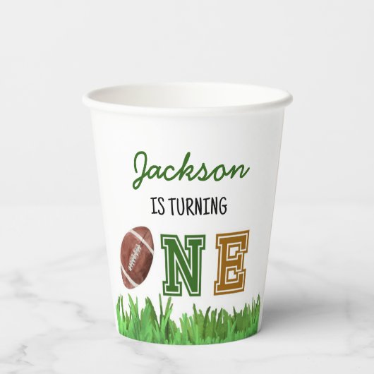 Football Eerste Jaar Down Verjaardag Papieren Bekers (Achterkant)