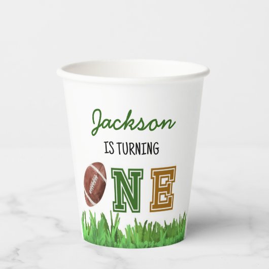 Football Eerste Jaar Down Verjaardag Papieren Bekers (Voorkant)