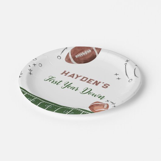 Football Eerste Jaar Down Verjaardag Papieren Bordje (Gekanteld)