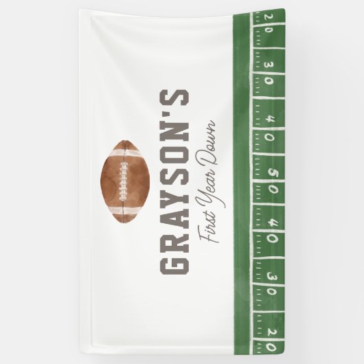 Football Eerste Jaar Down Verjaardag Spandoek (Verticaal)