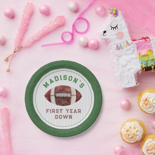 Football eerste jaar down verjaardagsfeestje papieren bordje (Feest)