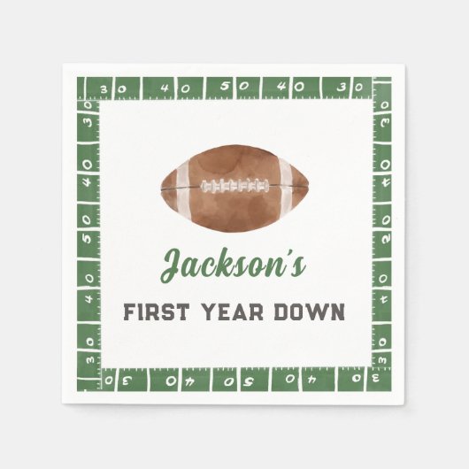 Football Eerste Jaar Down Verjaardagsfeestservette Servet (Voorkant)