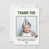 Football eerste jaar down verjaardagsfoto bedankkaart (Voorkant)