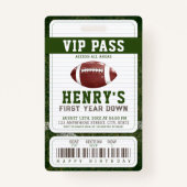Football Eerste Jaar Down VIP Pass Gast Verjaardag Badge (Voorkant)