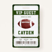 Football Eerste Jaar Down VIP Pass Gast Verjaardag Badge (Achterkant)