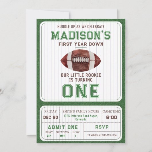 Football eerste jaar na eerste geboorte kaart (Voorkant)