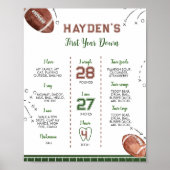 Football Eerste Jaar Verjaardag Milestone Poster (Voorkant)