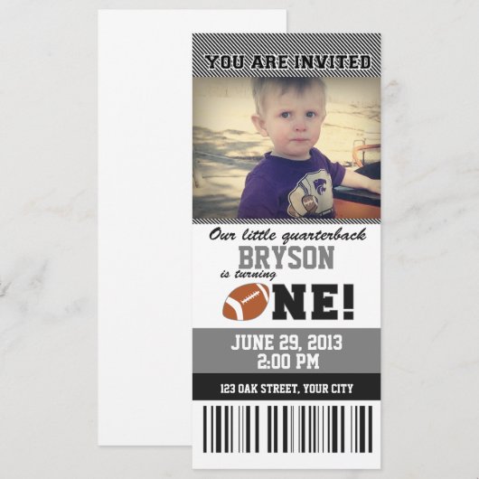 Football eerste verjaardag _ GRAY/ZWART Kaart (Voorkant / Achterkant)