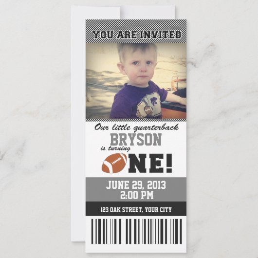 Football eerste verjaardag _ GRAY/ZWART Kaart (Voorkant)