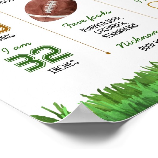 Football Eerste Verjaardag Mijlpaal Poster (Hoek)