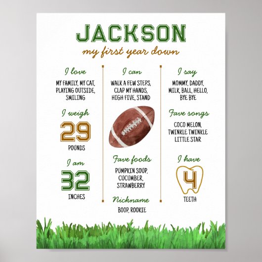 Football Eerste Verjaardag Mijlpaal Poster (Voorkant)