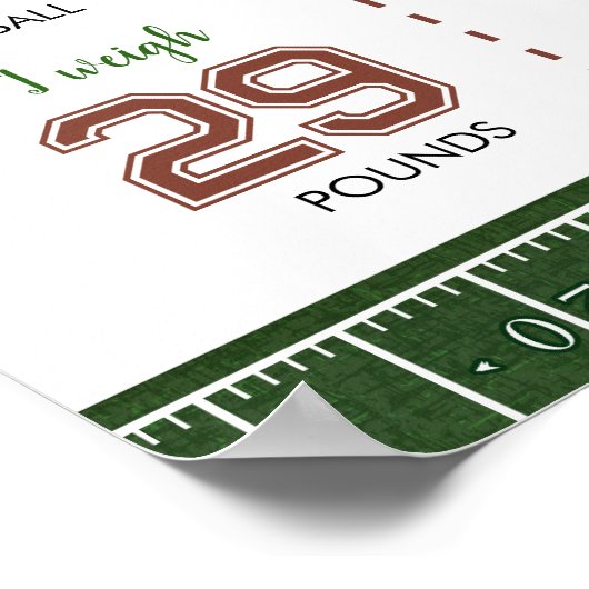 Football Eerste Verjaardagsfoto Mijlpaal teken Poster (Hoek)