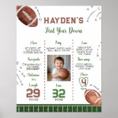 Football Eerste Verjaardagsfoto Mijlpaal teken Poster (Voorkant)