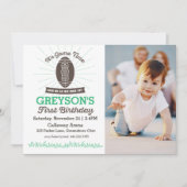 Football eerste verjaardagsfoto-uitnodiging kaart (Voorkant)