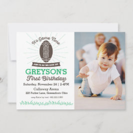 Football eerste verjaardagsfoto-uitnodiging kaart