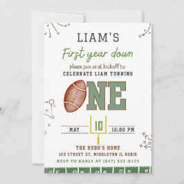 Football eerste verjaardagsuitnodiging, bewerkbare kaart