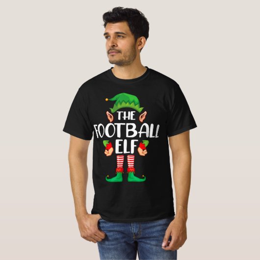 Football Elf Matching Family-kerstfeest T-shirt (Voorkant volledig)