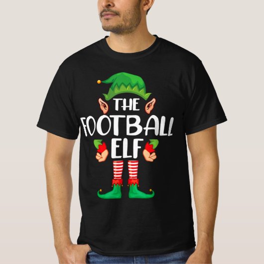 Football Elf Matching Family-kerstfeest T-shirt (Voorkant)