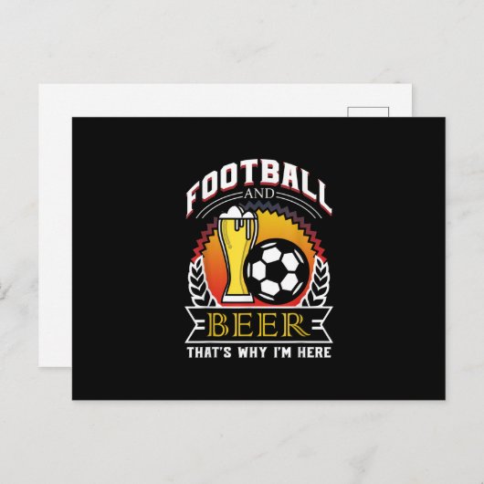 Football en bier dat waarom ik hier cadeau krijg, aankondigingskaart (Voorkant / Achterkant)