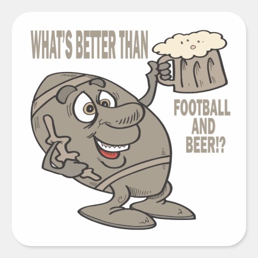 Football en bier vierkante sticker (Voorkant)