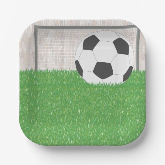 Football en doel papieren bordje (Voorkant)