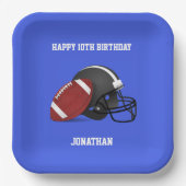 Football en Helm Custom Blue Birthday Papieren Bordje (Voorkant)