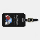 Football en helm gepersonaliseerd bagagelabel (Voorkant horizontaal)