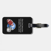 Football en helm gepersonaliseerd bagagelabel (Achterkant horizontaal)