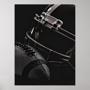 Football en Helm Zwart Monochrome Foto Poster