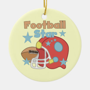 Football en Helmet Football Star T-shirts Keramisch Ornament