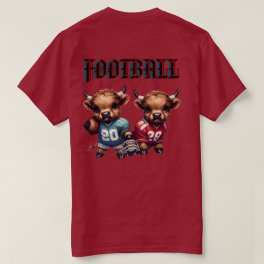 Football en Highland Koeien T-shirt (Design achterkant)