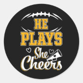 Football en mam Cheerleading Moeder Footbal Ronde Sticker (Voorkant)