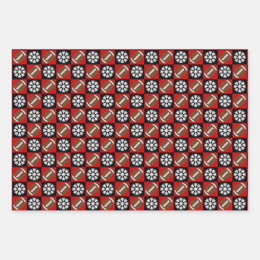 Football en Snowflake Red en Black Kerstmis Inpakpapier Vel (Voorkant)