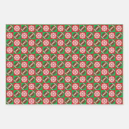 Football en Snowflake Red en Green Kerstmis Inpakpapier Vel