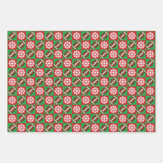 Football en Snowflake Red en Green Kerstmis Inpakpapier Vel (Voorkant)