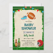 Football en Tiny Toes baby shower uitnodiging (Voorkant)