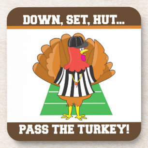Football en Turkse Thanksgiving Kunststof Onderzet Bier Onderzetter
