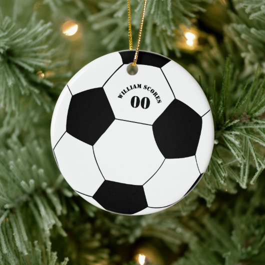 Football- en Voetbal-versiering met naam en nummer Keramisch Ornament (Boom)