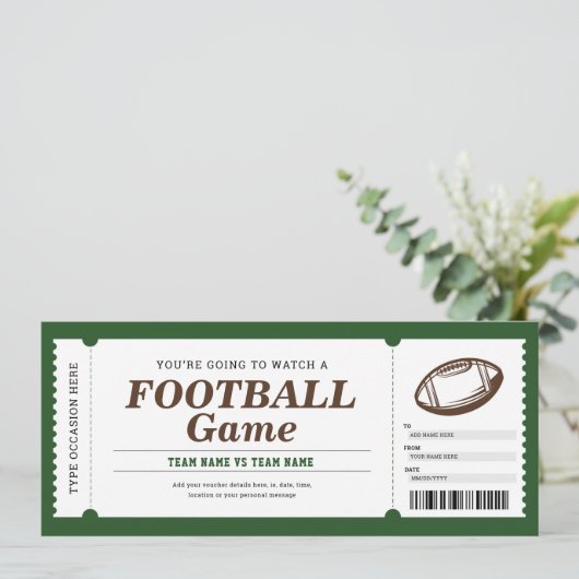 Football Enterprise Gift Game Ticket Certificate Kaart (Staand voorkant)