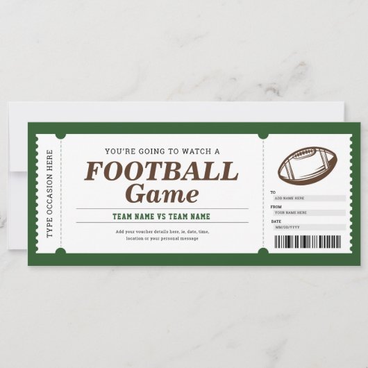 Football Enterprise Gift Game Ticket Certificate Kaart (Voorkant)