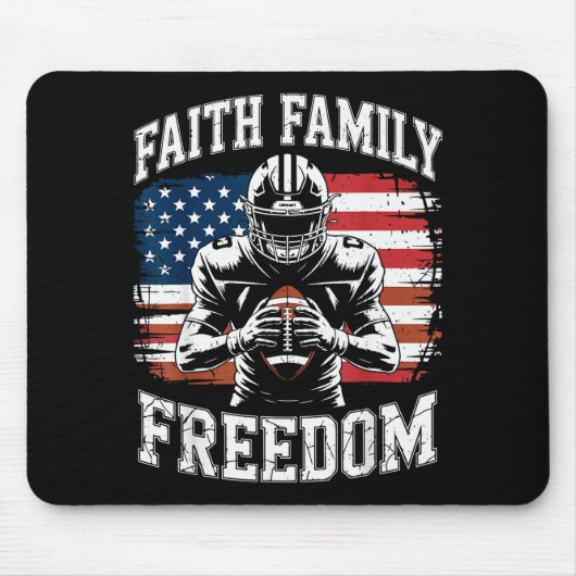 Football Faith Family Dom Patriotic Christian Foot Muismat (Voorkant)