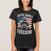 Football Faith Family Dom Patriotic Christian Foot T-shirt (Voorkant)